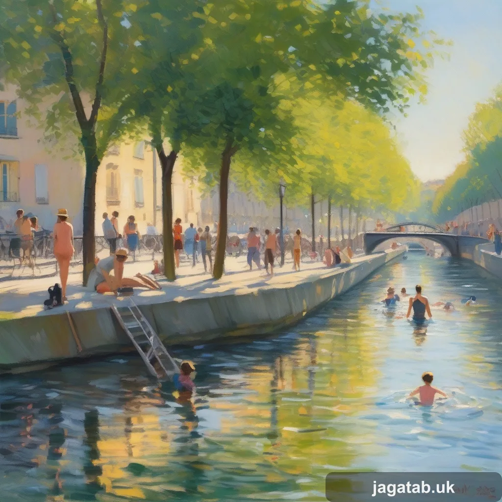032 Parisians Swimming Impressionist Style S C1c9