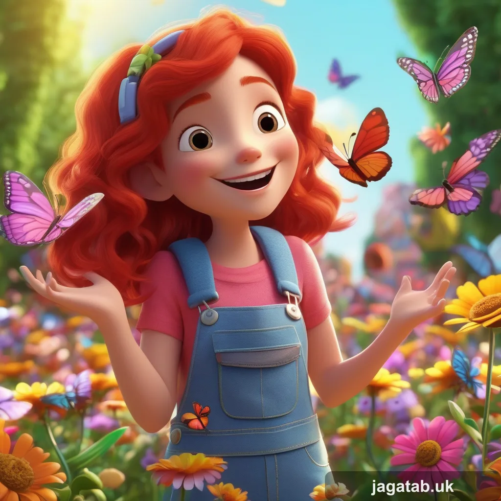 044 A Cheerful Cartoon Girl With Red Hair Si 5b4e