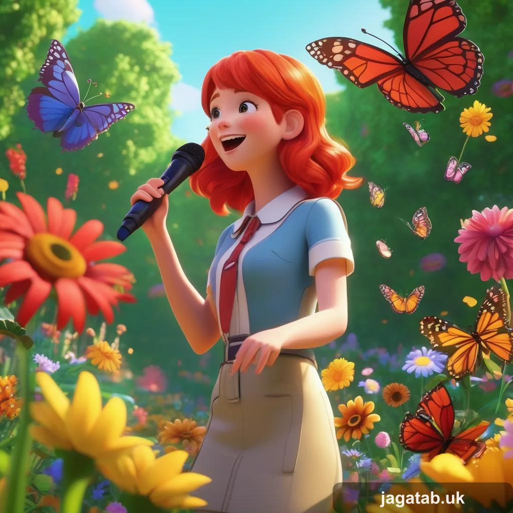 045 A Cheerful Cartoon Girl With Red Hair Si E8fe
