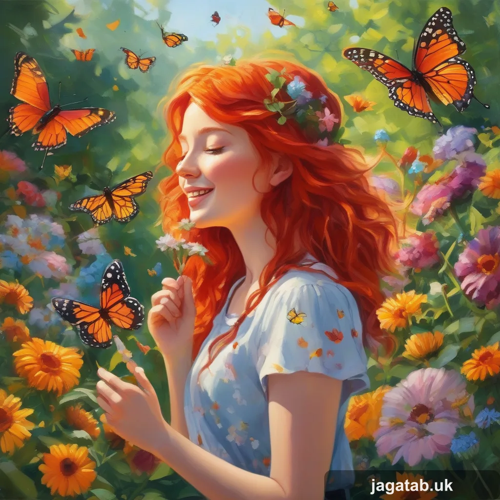 048 A Cheerful Girl With Red Hair Singing In B570