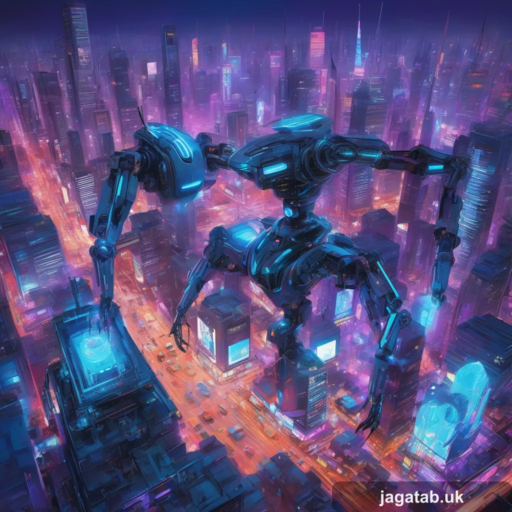 066 A Neon Lit Cyberpunk Metropolis At Dusk 764a