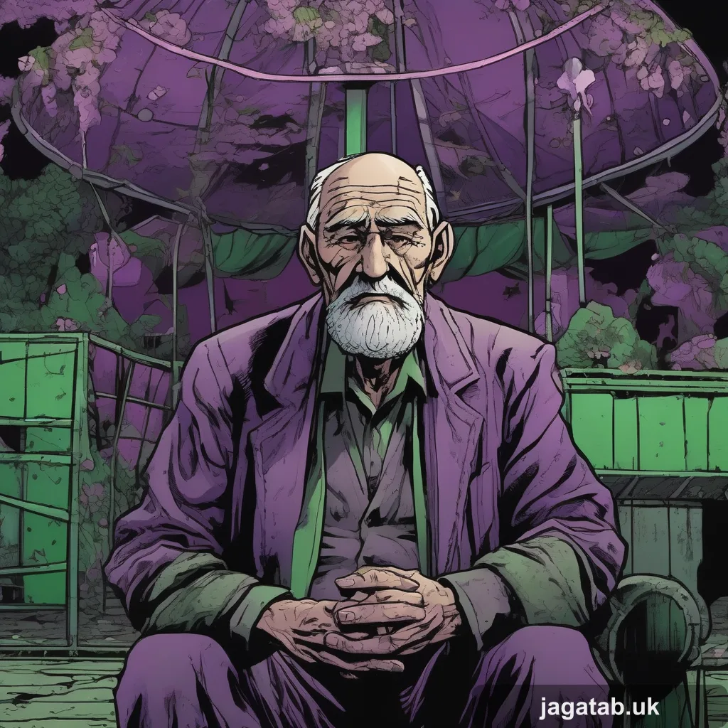 070 Old Man Comic Character Dark Ink Style A 9dcc