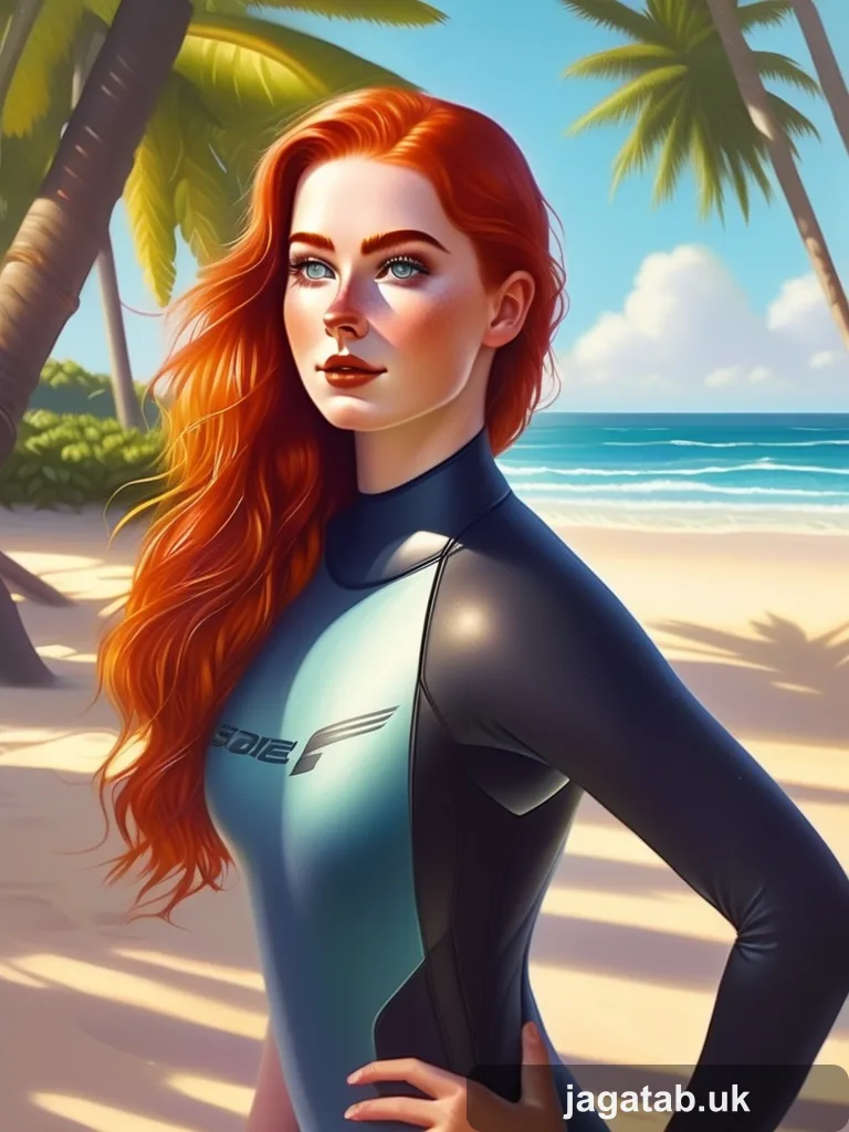 102 Wearing A Wetsuit On A Tropical Beach Wi C04b