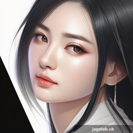 199 A Young Woman With Long Black Hair Portr B2d3