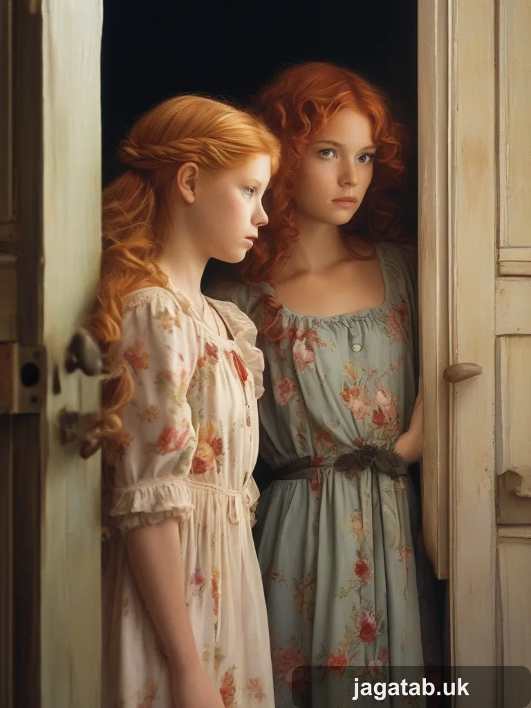 207 Red Haired Woman In A Long Floral Dress B4bd