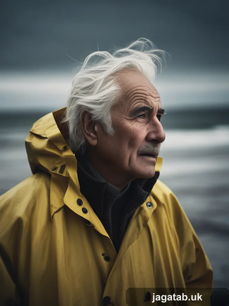 224 An Elderly Man With Windblown White Hair 70ce