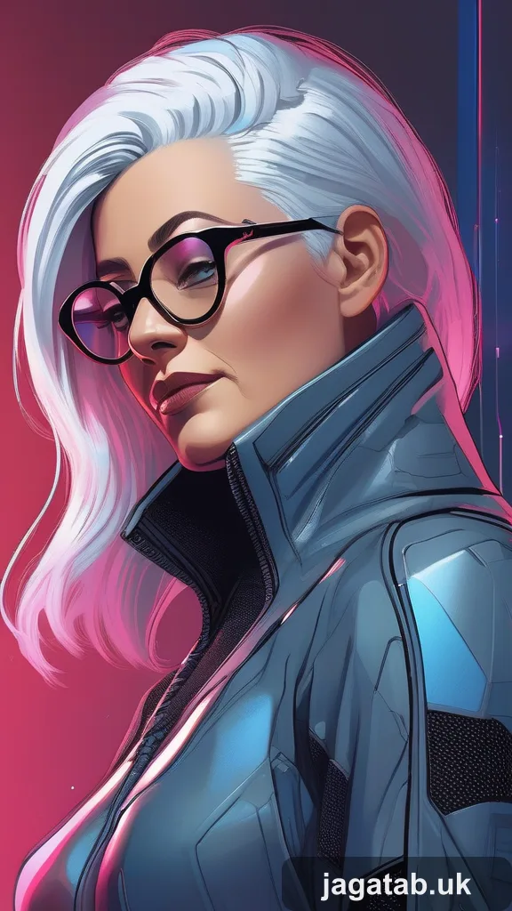 307 Silver Haired Woman In A Sleek Gray Jump Da47