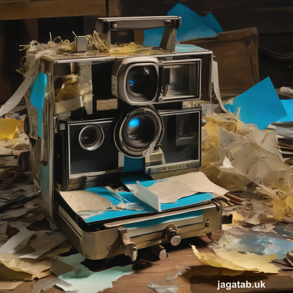 378 A Vintage Beat Up Polaroid Camera Lies O Fe83